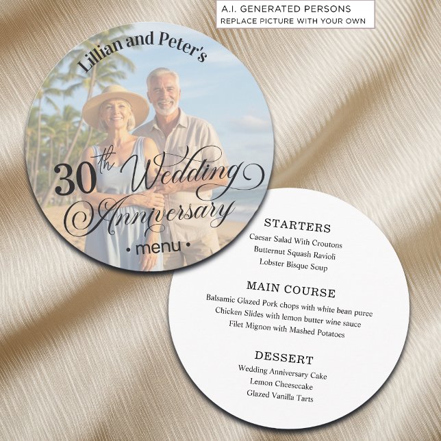 Add Photo Text Overlay 30th Wedding Anniversary  Menu (Creator Uploaded)