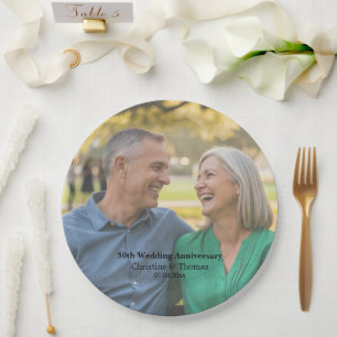 Add Photo Text Overlay 30th Wedding Anniversary  Paper Plate