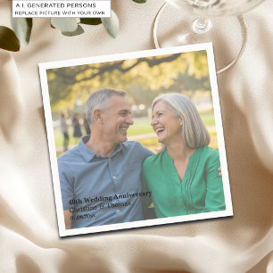 Add Photo Text Overlay 40th Wedding Anniversary Napkin