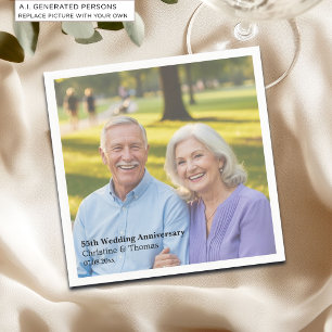 Add Photo Text Overlay 55th Wedding Anniversary  Napkin