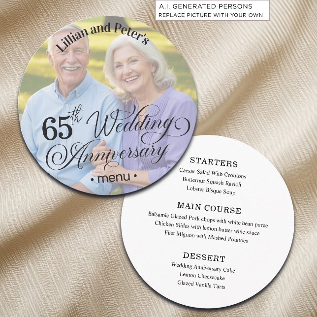 Add Photo Text Overlay 65th Wedding Anniversary  Menu (Creator Uploaded)