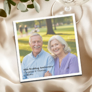 Add Photo Text Overlay 65th Wedding Anniversary  Napkin