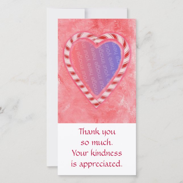 Add Photo thank you cards, Christmas candy heart (Front)