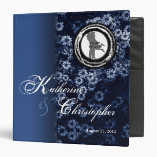 Add Photo Wedding Binder Blue Floral
