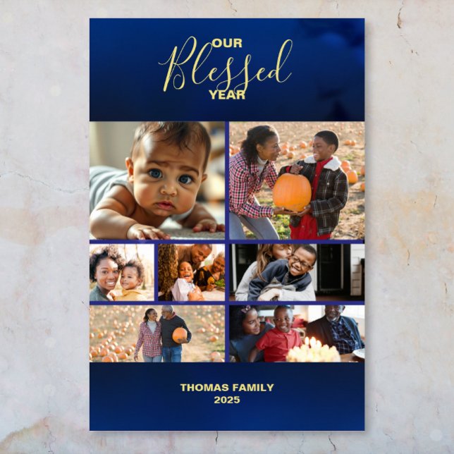 Add Photos Blessed Year Family Photo Collage Poster (Add Photos Blessed Year Family Photo Collage Poster)