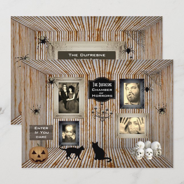 Add Photos Chamber of Horrors Halloween Invite (Front/Back)