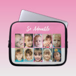 Add photos collage so adorable pink grey laptop sleeve<br><div class="desc">Laptop sleeve gift idea.
So adorable.
Replace the 10 photos with your own.
Pink,  grey and white</div>