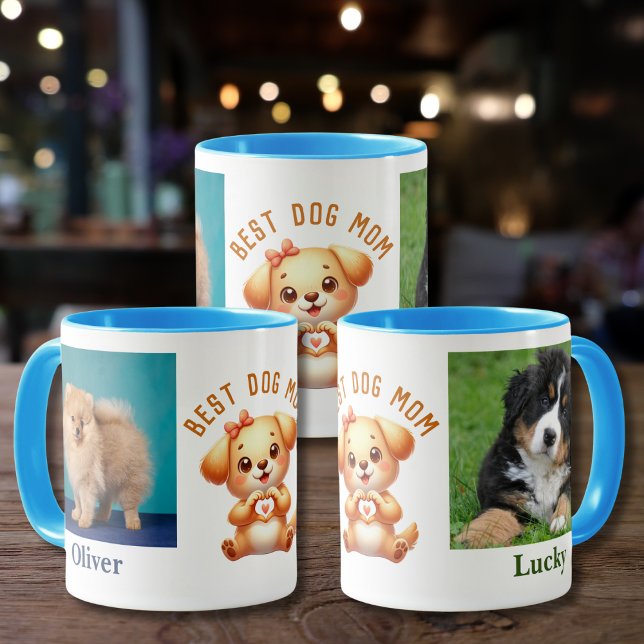 Add Photos Names Message Customized Dog Themed Mug (Creator Uploaded)