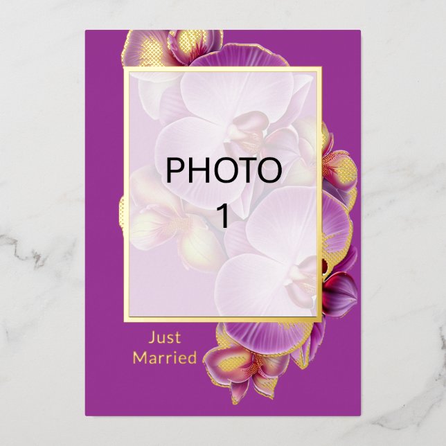 Add Photos Wedding Just Married Announcement Card (Front)