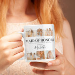 Add Photos | Will You Be My Maid of Honor?  Coffee Mug<br><div class="desc">Create a keepsake maid of honor proposal coffee mug, featuring 6 square pictures, names in elegant calligraphy script, a cute little heart that can be changed to any color and the question 'Will you be my Maid of Honor?', All fonts can be changed in style, color and size by clicking...</div>