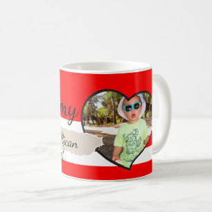Add Picture & Text Red Strpes & Puerto Rico Map Coffee Mug