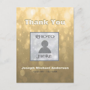Add Picture  Thank You   Gold Postcard