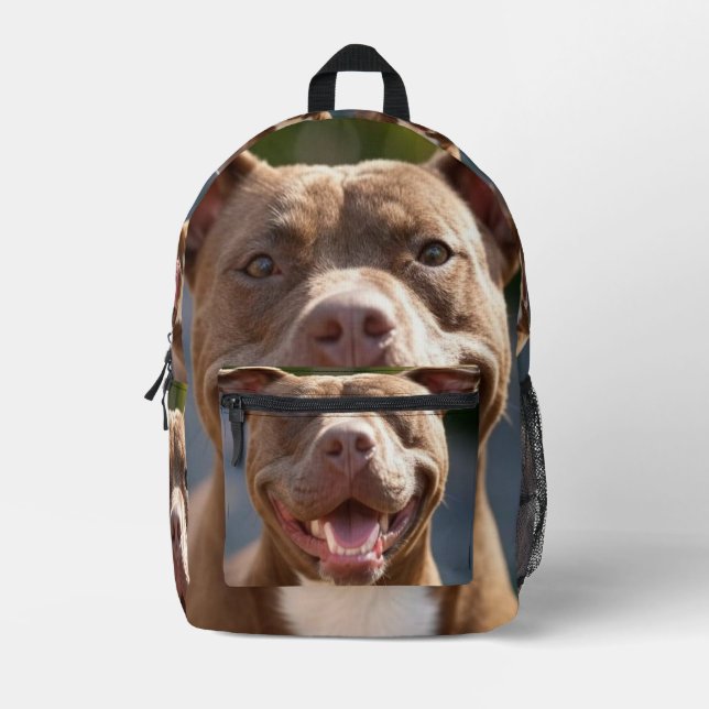 Add Pit Bull Photo Customize Printed Backpack (Front)
