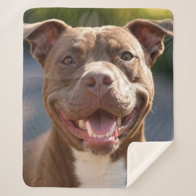Add Pit Bull Photo Customize Sherpa Blanket (Front)