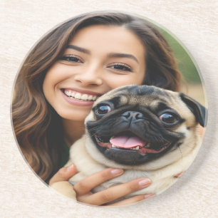 Add Pug Photo Personalize Customize Coaster