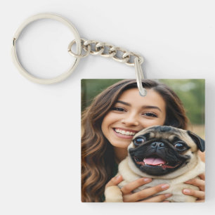 Add Pug Photo Personalize Customize Keychain