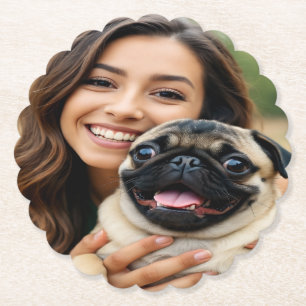 Add Pug Photo Personalize Customize Paper Coaster