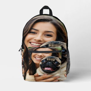 Add Pug Photo Personalize Customize Printed Backpack