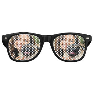 Add Pug Photo Personalize Customize Retro Sunglasses