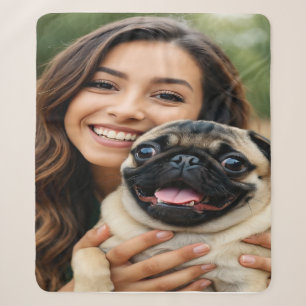 Add Pug Photo Personalize Customize Sherpa Blanket