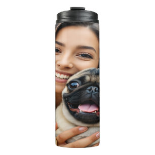 Add Pug Photo Personalize Customize Thermal Tumbler