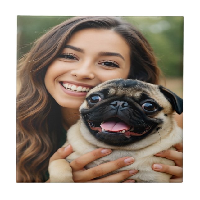 Add Pug Photo Personalize Customize Tile (Front)