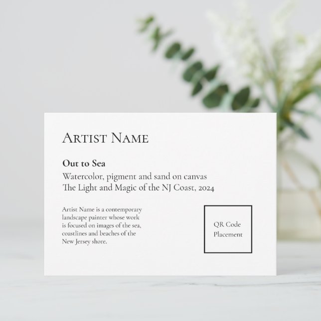 Add QR Code Art Show Display Placards Thank You Card (Standing Front)