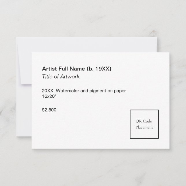 Add QR Code Artwork Exhibition Label Template (Front)