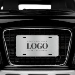 Add Rectangle Business Logo Silver Metallic Grey License Plate<br><div class="desc">Promote your business with this cool license plate,  featuring custom logo & text. Easily add your own logo and info by clicking on the "personalize" option.</div>