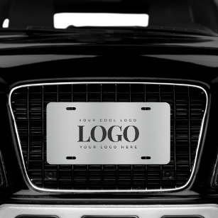 Add Rectangle Business Logo Silver Metallic Grey License Plate