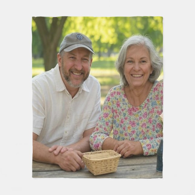 Add Retired Photo Customize Fleece Blanket (Front)