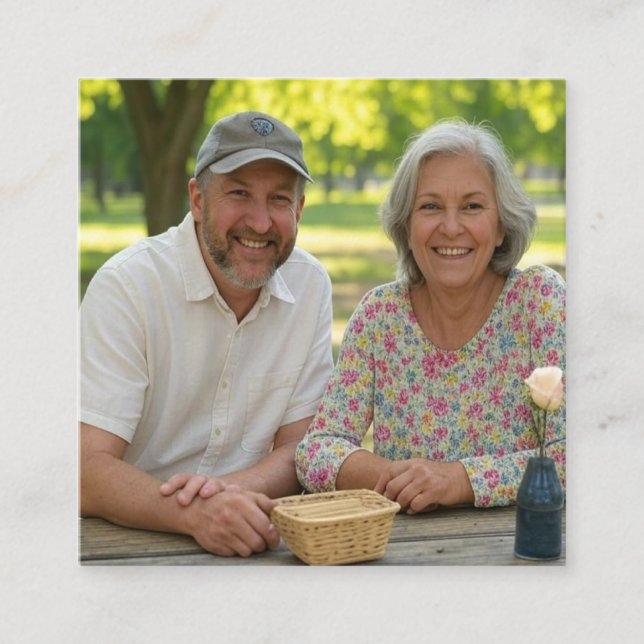 Add Retired Photo Customize Square Business Card (Front)