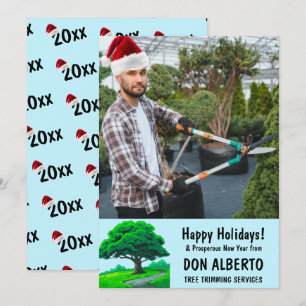 Add Santa's Hat to Photo Oak Tree Logo Business Holiday Card