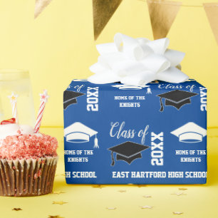 Add School Year Blue Graduation Wrapping Paper