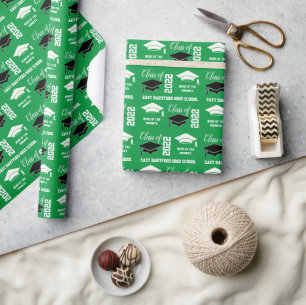 Add School Year Green Graduation  Wrapping Paper