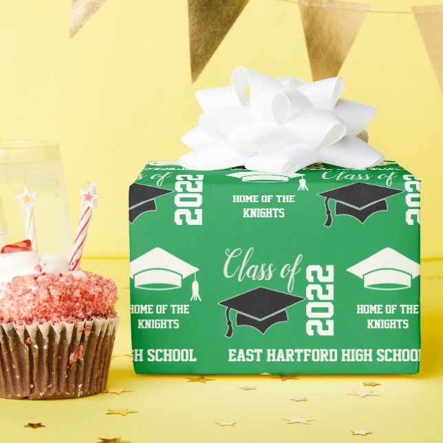 Add School Year Green Graduation Wrapping Paper (Birthday Party)
