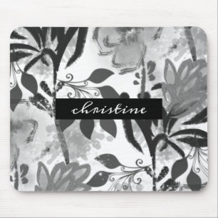 Add Script Name   Black Botanical Floral Pattern Mouse Pad