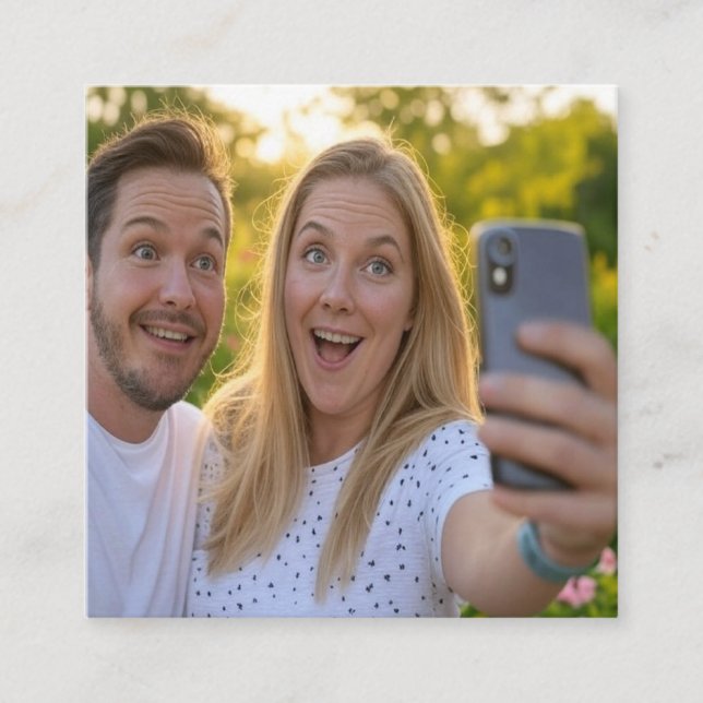 Add Selfie Customize Square Business Card (Front)