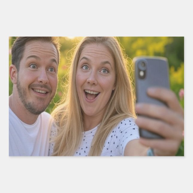 Add Selfie Customize Wrapping Paper Sheet (Front)