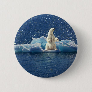 Add SLOGAN to Save Polar Bears Arctic Planet Ice 2 Inch Round Button
