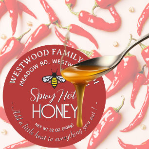 Add Some Heat Red Hot Honey Label with Cute Bee
