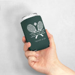 Add Sports Club Name Lawn Tennis Team Green Can Cooler<br><div class="desc">Featuring sleek tennis rackets motif elegantly paired with a tennis ball, this eye-catching design captures the essence of the sport while allowing you to showcase your team's unique identity. The colour palette is fully customizable, ensuring a perfect match with your club's signature hues. Simply add your club name and personalize...</div>