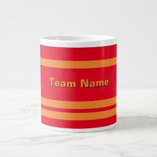 Add Team Name Red And Gold Sports Team Colours  Large Coffee Mug