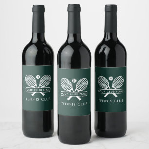 Add Tennis Club Name Green Custom Wine Label