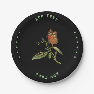 Add Text Butterfly Image Printed  Table Serving Paper Plate
