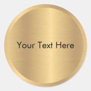 Add Text Faux Gold Metallic Look Blank Template Classic Round Sticker