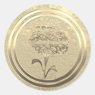 Add Text Gold Carnation January Classic Round Sticker