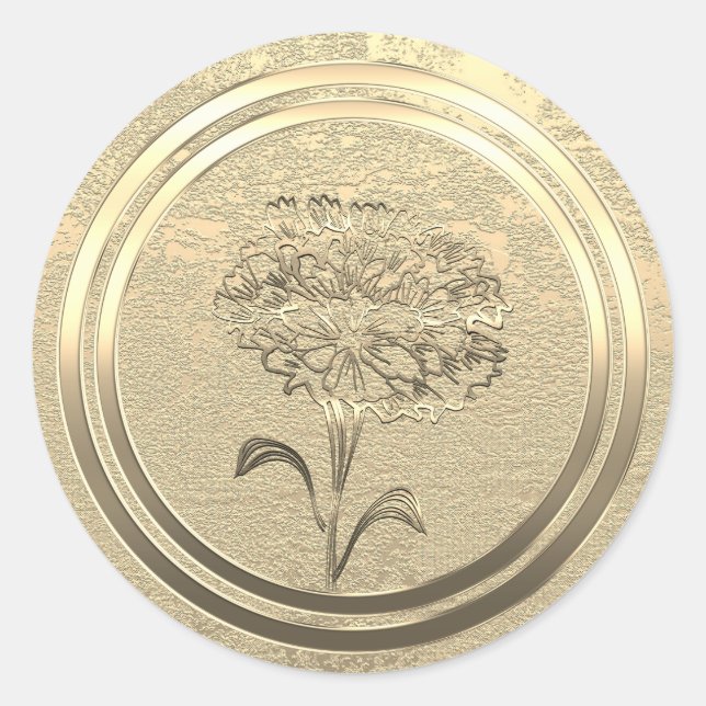 Add Text Gold Carnation January  Classic Round Sticker (Front)