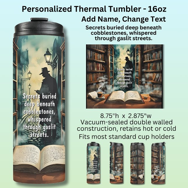 Add Text, Murder Mystery Crime Books Thermal Tumbler (Creator Uploaded)