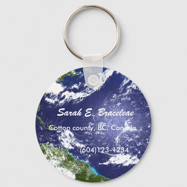 Add text,Name,address,Earth Keychain (Front)